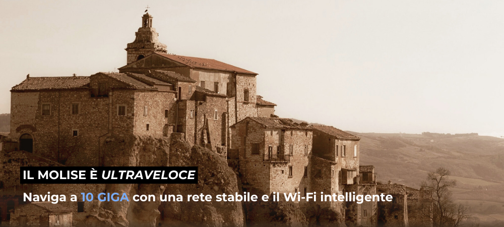 Borgo molisano raggiunto dalla rete in fibra ottica FTTH di Dimensione.