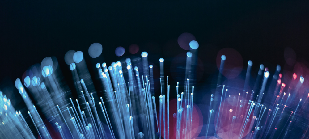 Filamenti di fibra ottica osservati da vicino.